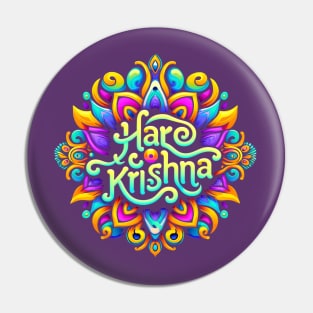 Watercolor Mandala Hare Krishna Pin