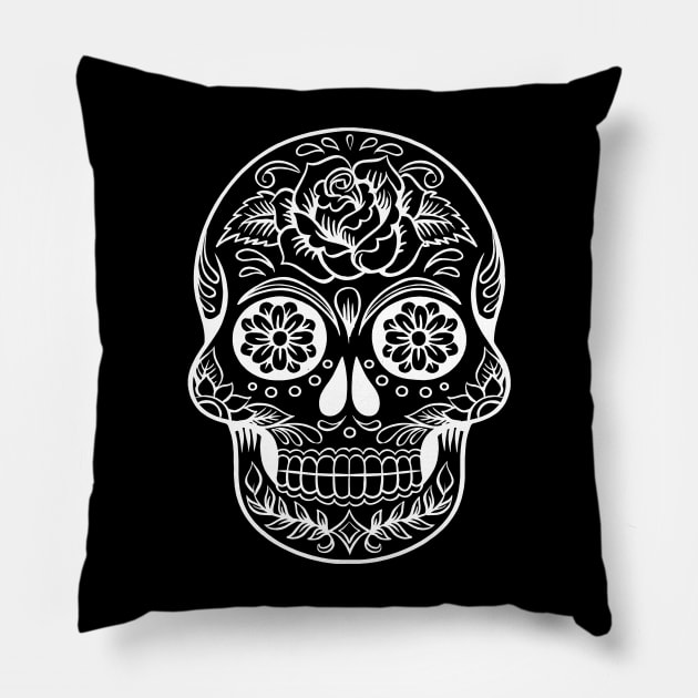 Skull day of the dead Pillow by Creatum