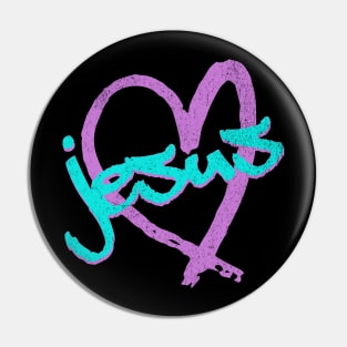 I Love Jesus Vintage 80's & 90's Blue and Purple Pin