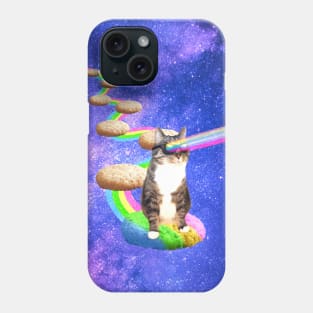 Cute tabby cat in outer space shooting cool rainbows from the sunglasses Phone Case