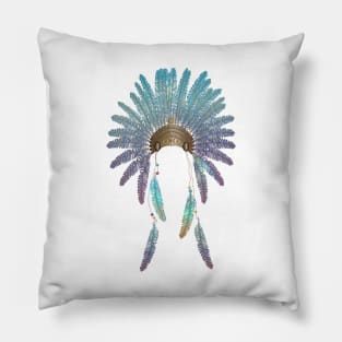 Feather headdress blue Pillow