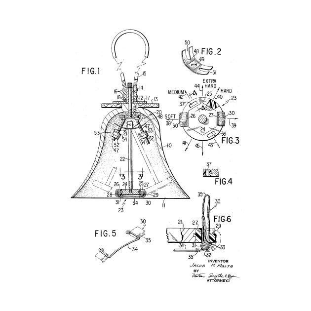 Bell Vintage Patent Drawing by TheYoungDesigns