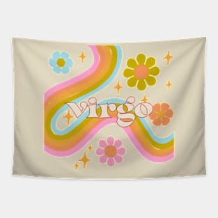 virgo 70s Rainbow with flowers Tapestry