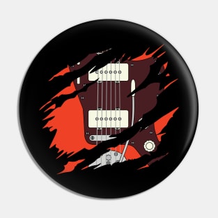 Ripped Electric Guitar Offset Style Red Color Pin