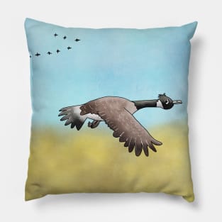 Canada Goose flying south for the Winter. Pillow