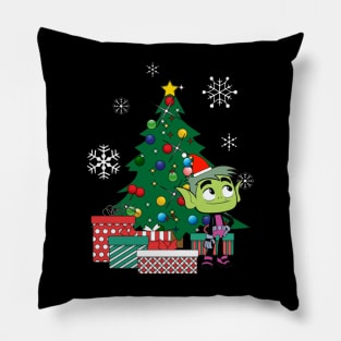 Teen Titans Beast Boy Around The Christmas Tree Pillow