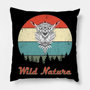 Wild Nature Owl Abstract Sunset Pillow