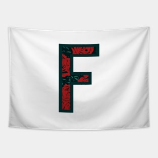 Modern Rose Floral Initial Name Alphabet - Letter F Tapestry