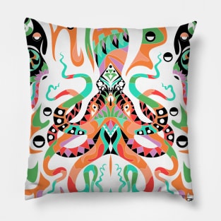 the squid kraken in skeleton pattern arts Pillow