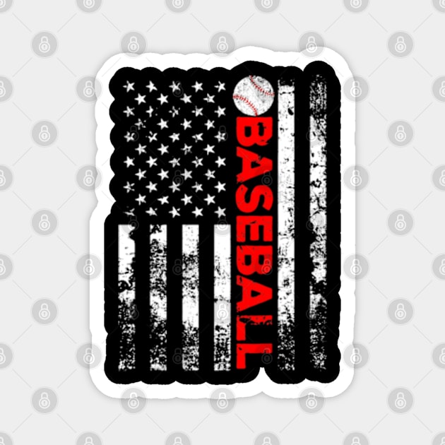 Baseball American Flag Baseball Team Gift Magnet by credittee