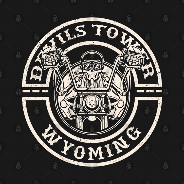 Distressed Devils Tower Wyoming Motorcycle Biker Ride Trails by Sassee Designs