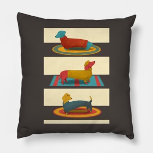 Three Posing Dachshunds Pillow