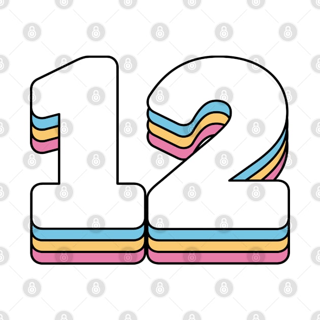 12 Number Twelve Rainbow Birthday Anniversary Year by RetroDesign