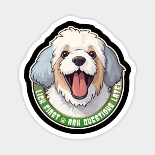 Funny Lick First, Ask Questions Later Barbet Dog Design Magnet