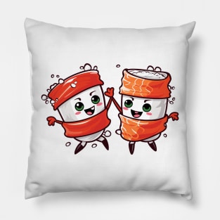 Dancing Sushi Kawaii Cute Pillow