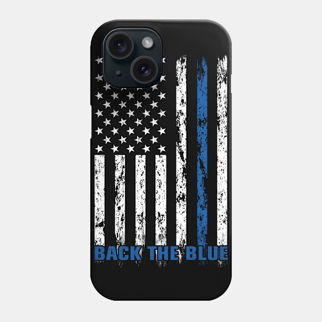 Back The Blue Thin Blue line American Flag police support Phone Case by Davishasari