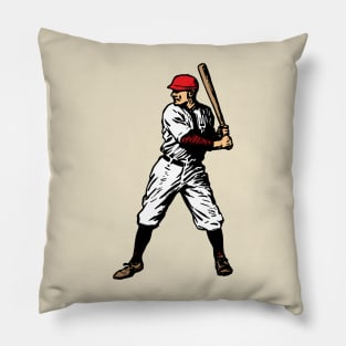 Vintage Baseball Player (Red) Pillow