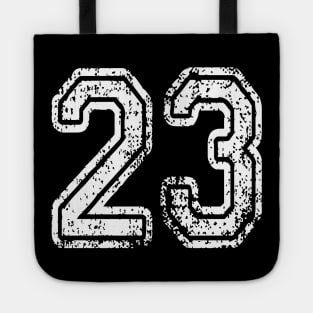 Number 23 Grungy in white Tote