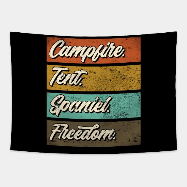 Camping with my spaniel dog . Perfect present for mother dad friend him or her Tapestry by SerenityByAlex