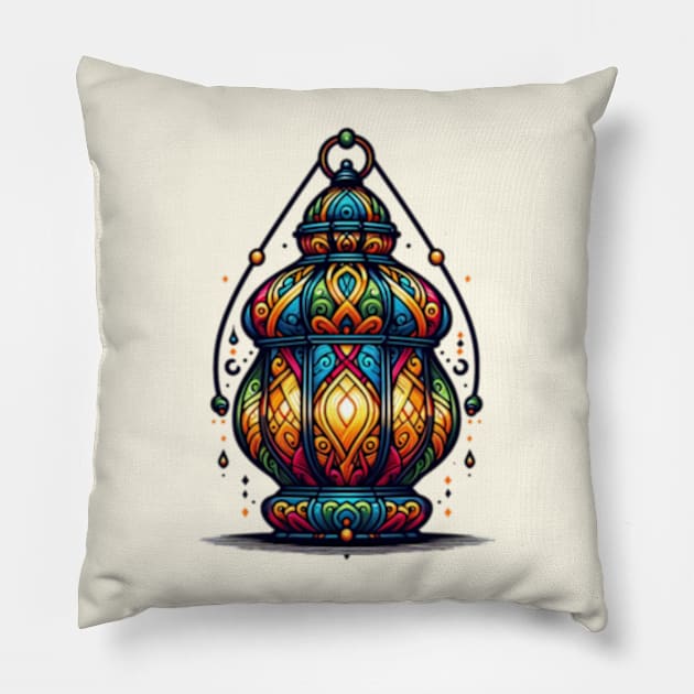 Moorish Charm: Colorful Lantern Artwork Pillow by AmelieDior