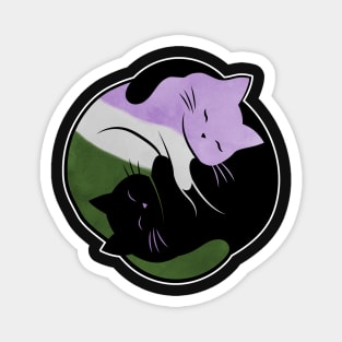 Genderqueer Yin Yang Cat Magnet