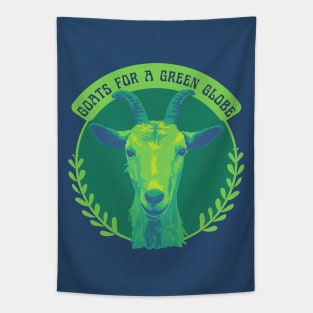 Goats For A Green Globe Tapestry