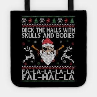 Deck The Halls With Skulls And Bodies Funny Viking Christmas Tote