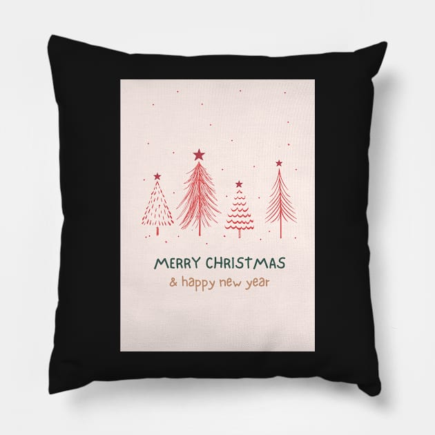 Merry Christmas & Happy New Year Greeting Card Pillow by LD-LailaDesign