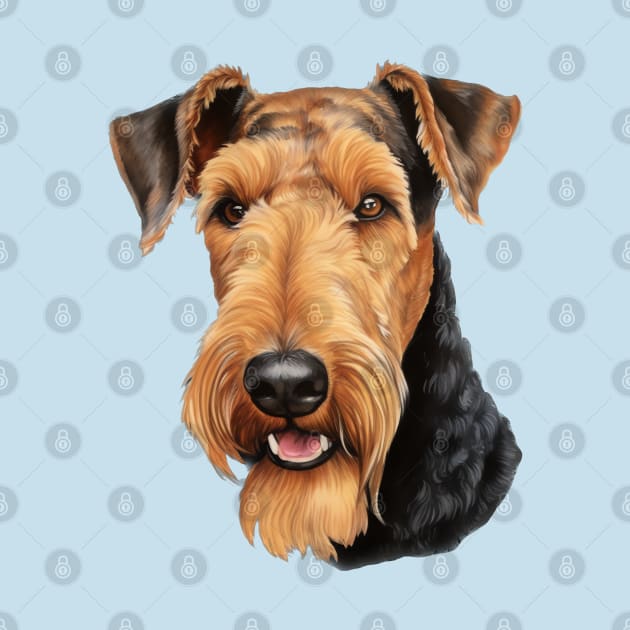 Airedale Terrier Dog Portrait by AI Art Originals