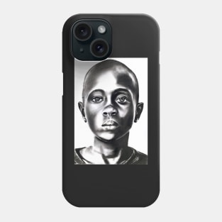 charcoal portrait of a black boy Phone Case