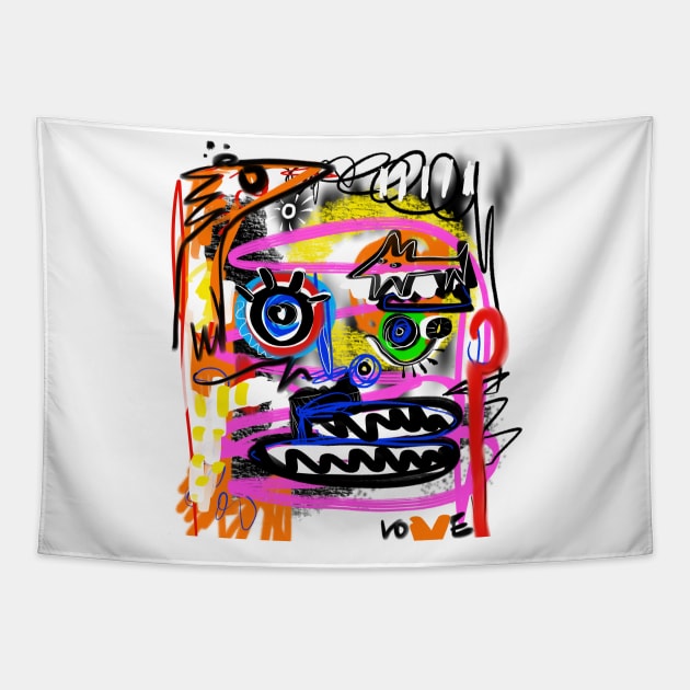 CRAZY FACE Tapestry by Angel Rivas