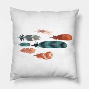 Kiskadee Feathers//colorful feather pattern Pillow