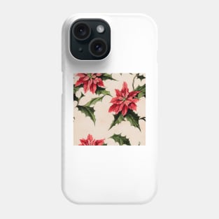 Vintage Florals Christmas Poinsettia Watercolor Phone Case