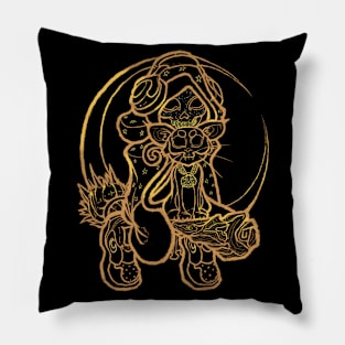 Skull Kid with Cat (Light Lineart) Pillow