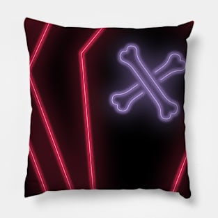 open coffin in neon optic Pillow