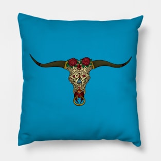 Bull Sugar Skull Pillow