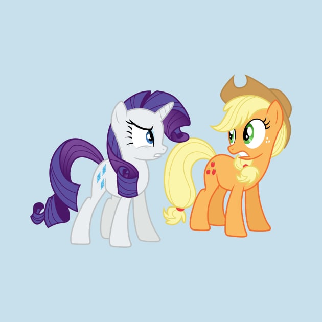 Shocked Rarity and Applejack exchange looks by CloudyGlow