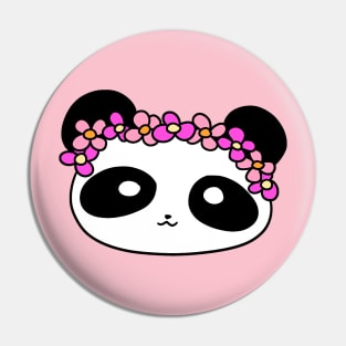 Flower Crown Panda Face Pin