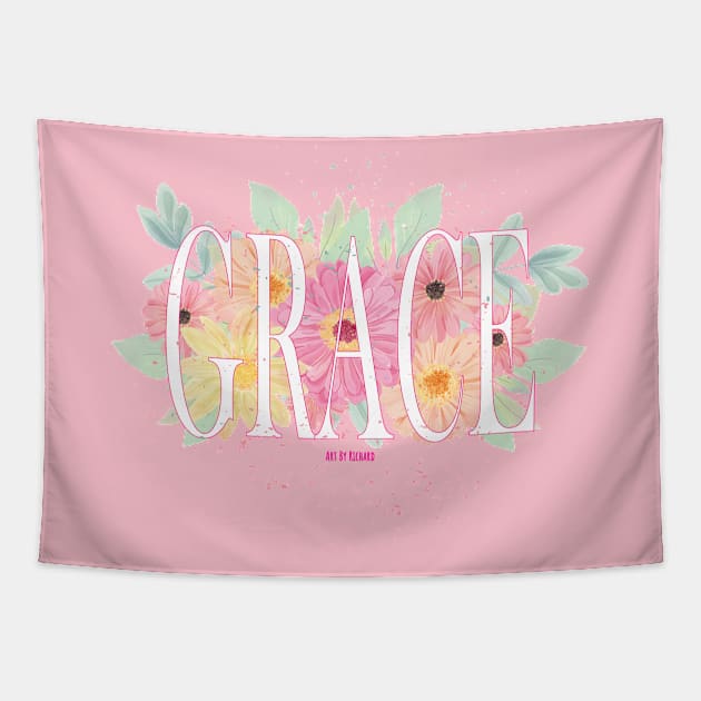 Grace with flowers Tapestry by Richardramirez82