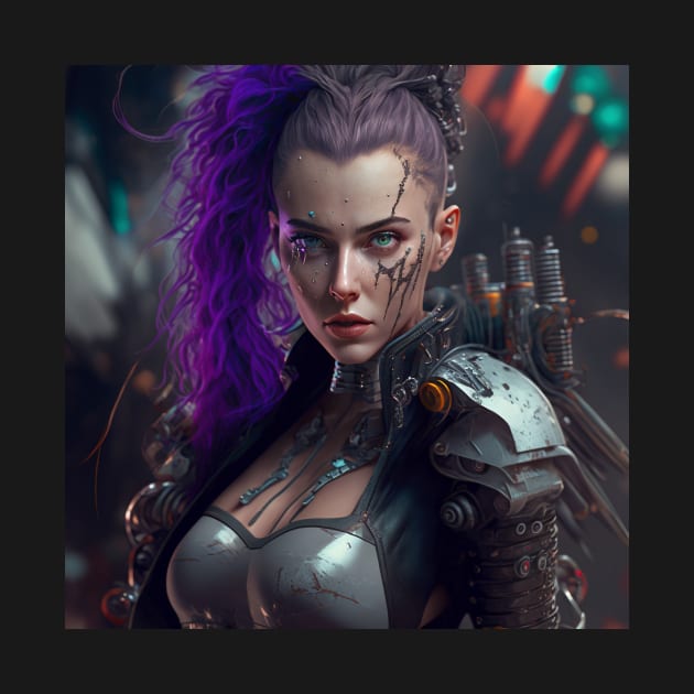 Cyberpunk Female Gunslinger by AICreateWorlds