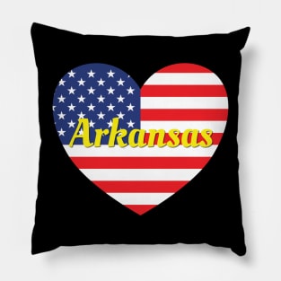 Arkansas American Flag Heart Pillow