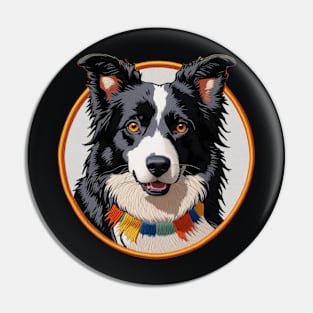 Border Collie Embroidered Patch Pin