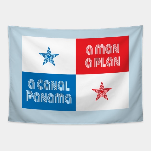 A Man a Plan a Canal Panama Flag Tapestry by Mike Ralph Creative