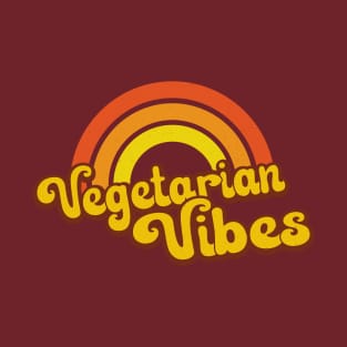 Vegetarian Retro Rainbow Orange T-Shirt