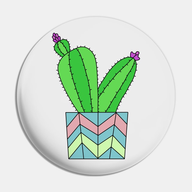 Cute Cactus Design #48: Pastel Pot Cactus Pin by DreamCactus