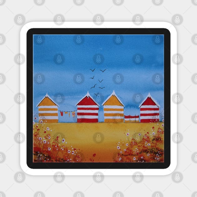 Beach Huts Magnet by FrancesArt