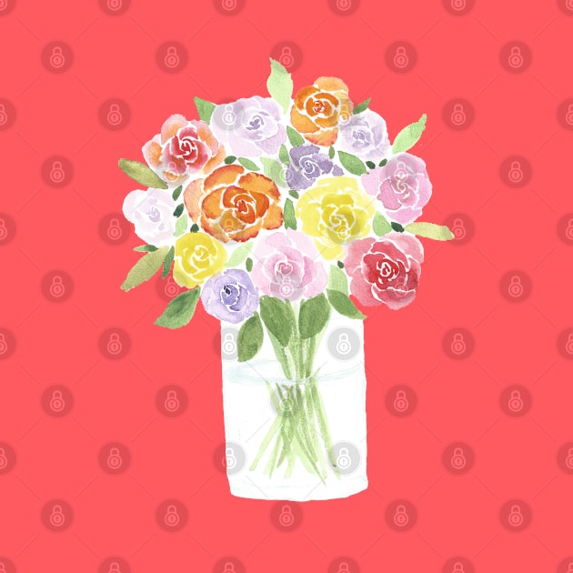 Roses on Vase by Sharon Rose Art