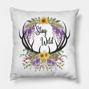 Stay Wild Whimsy Antlers Pillow