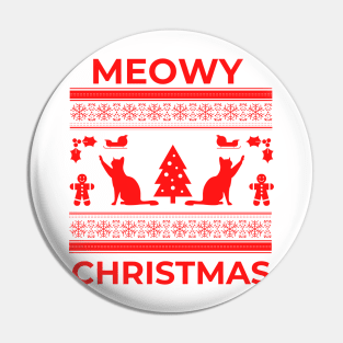 Ugly Christmas Sweater, Christmas Sweatshirt, Funny Christmas Sweater, Meowy Christmas, Cat Christmas Sweater, Christmas Sweater Pin