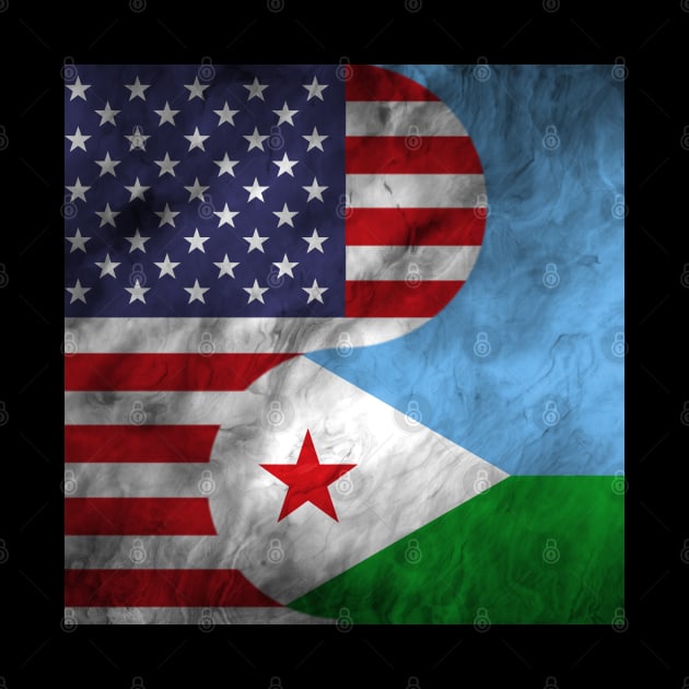 USA and Djibouti Dual Flag Yin Yang Combination by Family Heritage Gifts